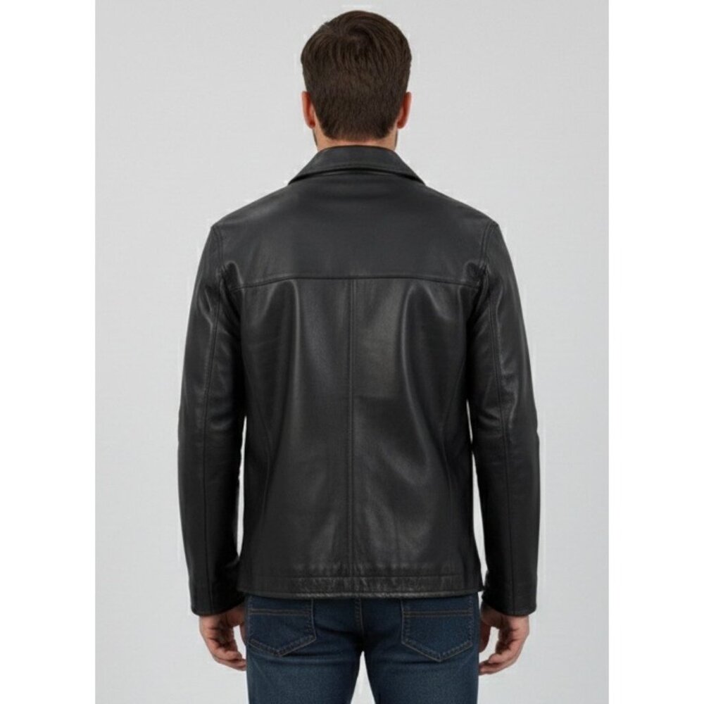 VTG Perry Ellis Portfolio Mens Black Lambskin Leather Jacket | 90s Quiet Luxury - Picture 7 of 16